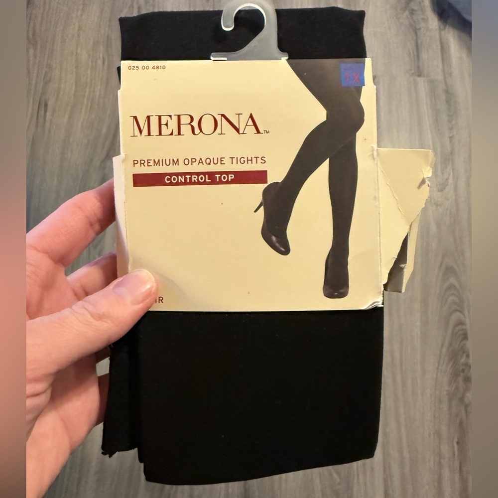 NWT Merona Black Opaque Tights with Control Top 1X